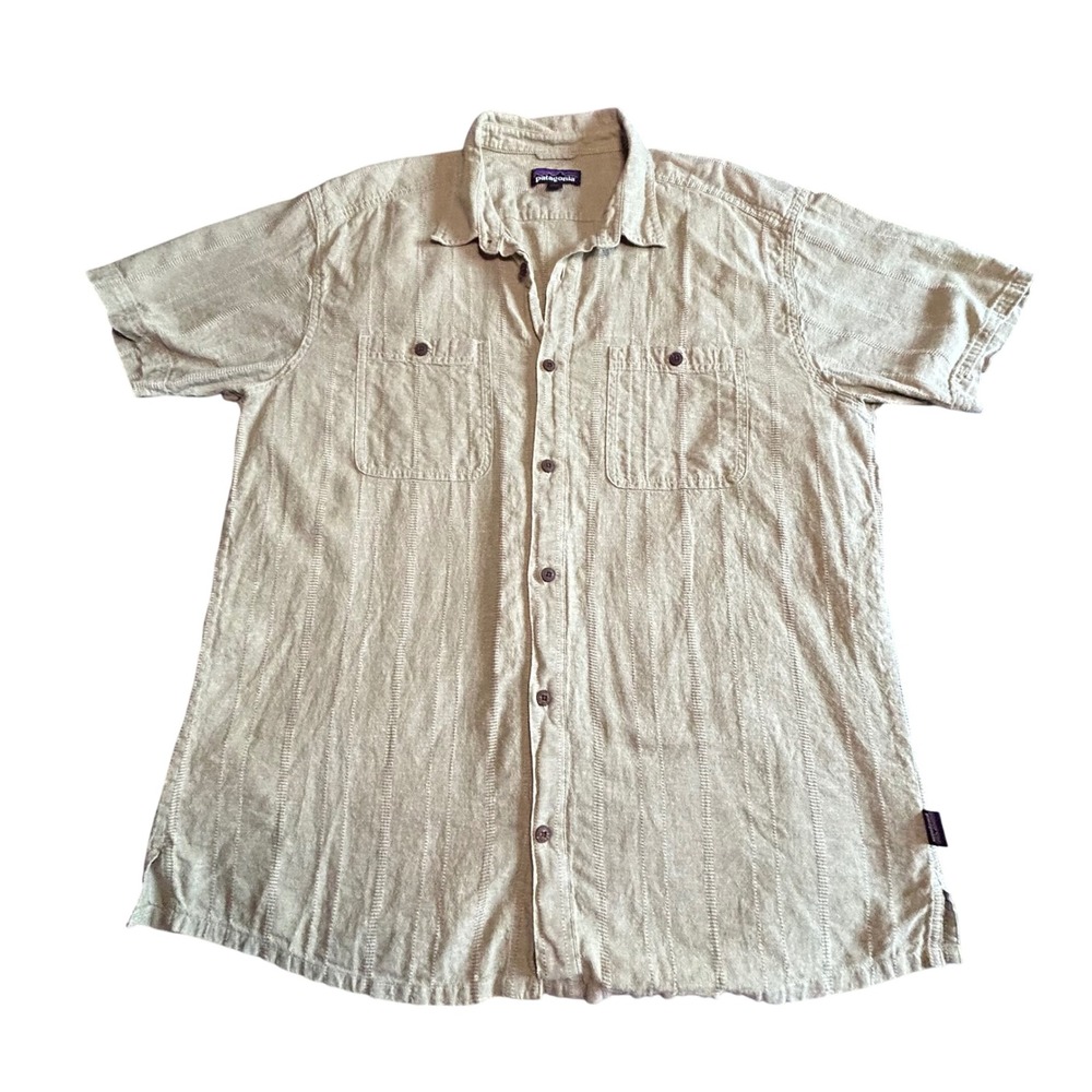 Patagonia Mens XL Hemp Organic Cotton Short Sleeve Button Down Shirt STY53139